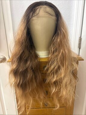 Natural Long Wavy Women’s Hairpiece -  26 inch Brown Balayage
